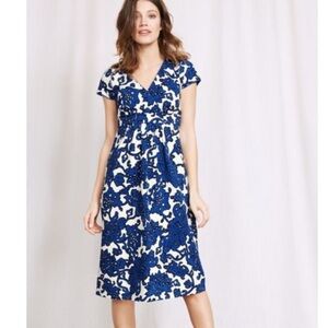 Boden Floral Jersey Dress Sz 18 Long Blue Island Sapphire Island Vine